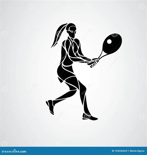 Tennis Player Female Stylized Abstract Vector Silhouette Stock Vector