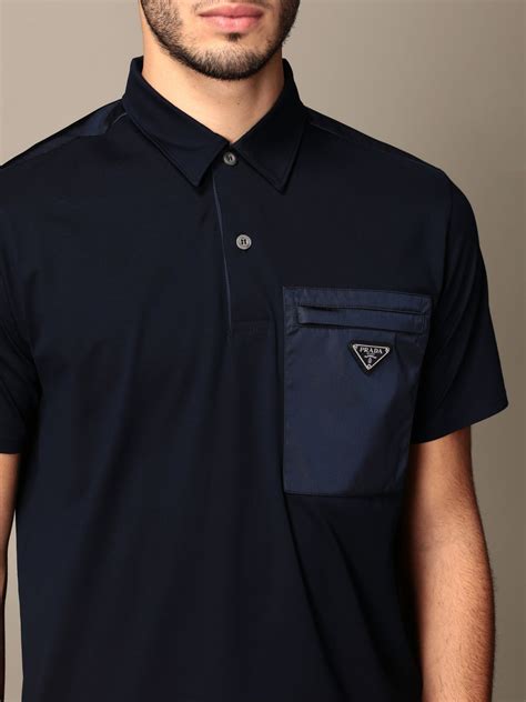 Prada Cotton Piqué Polo Shirt With Nylon Pocket Polo Shirt Prada Men