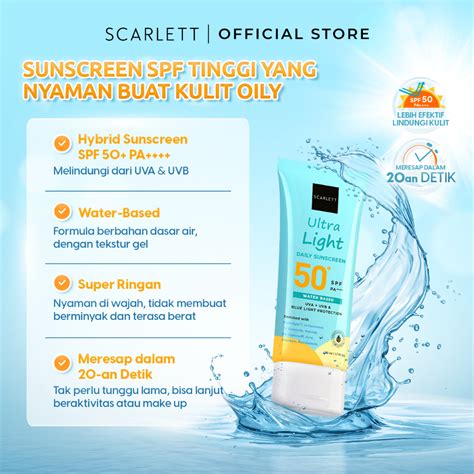 Jual Scarlett Ultra Light Daily Sunscreen Spf 50 Pa Biru Shopee Indonesia