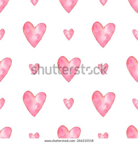 Handdrawn Pink Watercolor Heart Pattern Painted Stock Vector Royalty