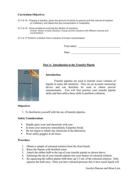 Concentration And Dilution Lab