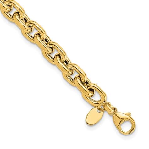 14k Yellow Gold Cable Link Bracelet 7 5 In