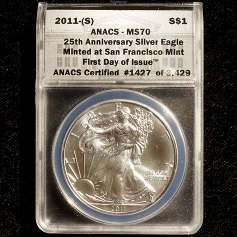 S Silver American Eagle Anacs Ms First Day Of Issue Numismax