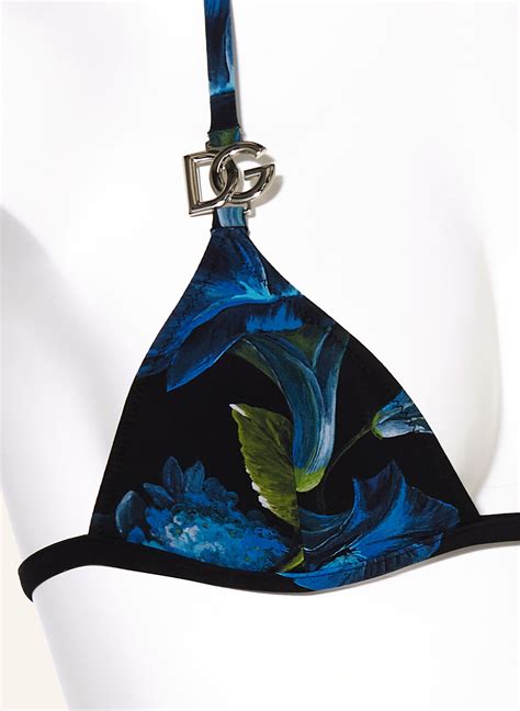 DOLCE GABBANA Triangel Bikini in schwarz blau grün