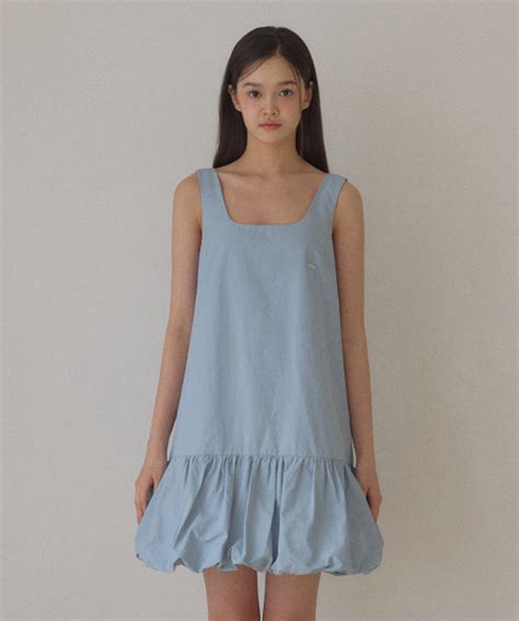 MUSINSA公式 ORO Sleeveless Balloon Dress Sheer Blue