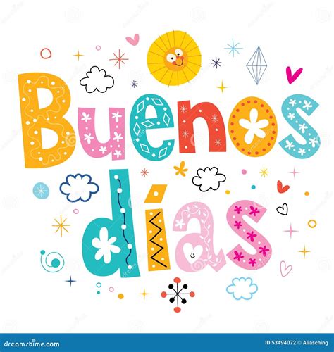 Buenos Dias Good Day Good Morning In Spanish Stock Vector