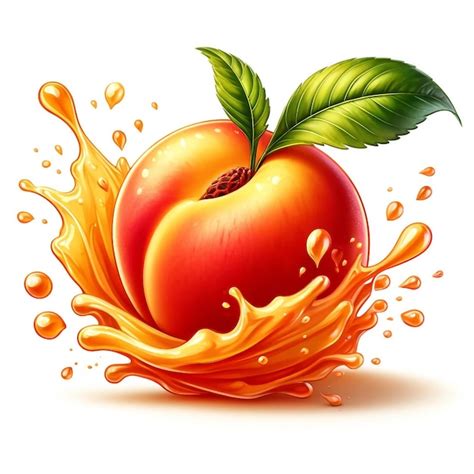 Premium Vector Juicy Peach Splashing Into Vibrant Peach Juice