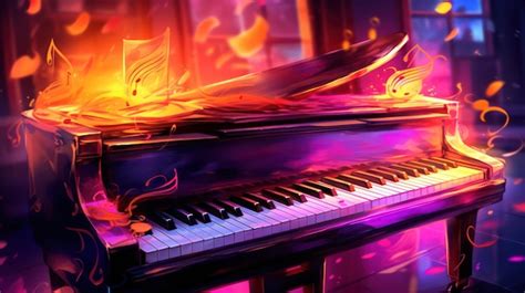 Premium Photo | Painting of piano notes in fire