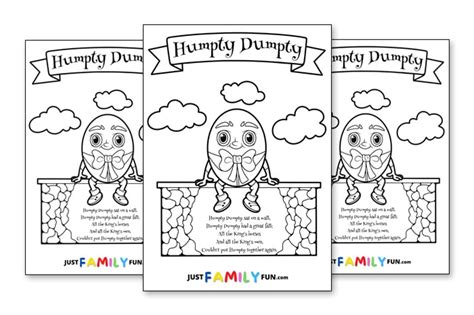 Humpty Dumpty Lyrics Printable And Coloring Page | Just Family Fun