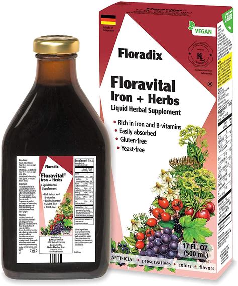 Floradix Floravital Iron And Herbs Liquid Herbal Supplement For Energy Support