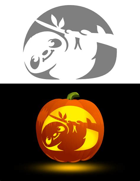 Printable Cute Sloth Pumpkin Stencil