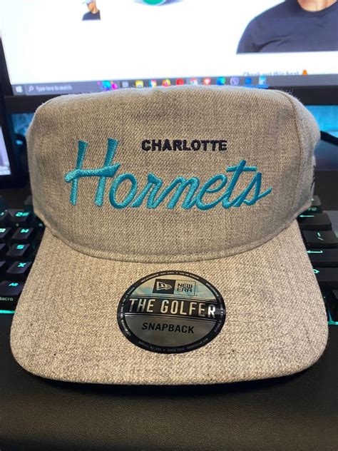 New Era Charlotte Hornets Script Old Golfer Snapback Men S Fashion