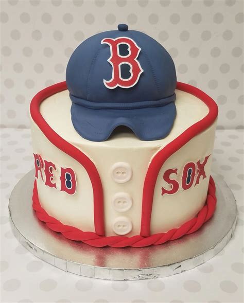 Boston Red Sox Birthday Cake Buttercream Cake With Fondant Decorations Red Sox Cake Red