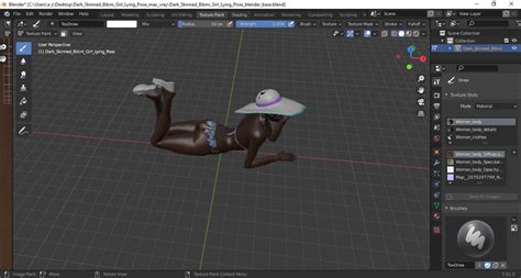 Donker Gevilde Bikini Vrouw Liggend Pose D Model Ds C D Fbx Obj Ma Max Blend