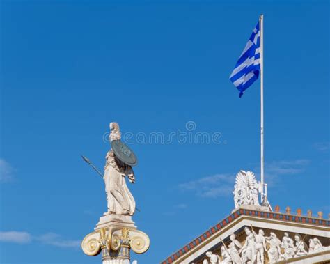 Athena Beeld De Oude Godin Van Wetenschap En Wijsheid En De Griekse