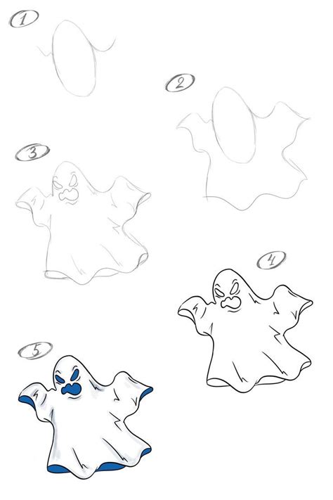 How To Draw A Halloween Ghost With A Pencil Step By Step Drawing Tutorial Easy Halloween