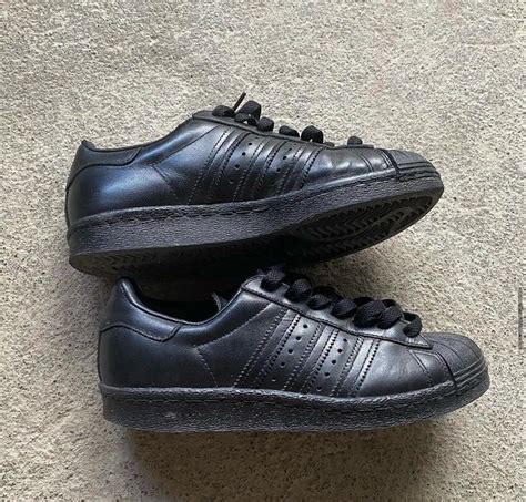 Adidas Superstar All Black Womens Fashion Footwear Sneakers On