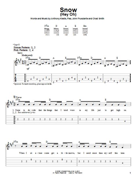 Snow (Hey Oh) | Sheet Music Direct