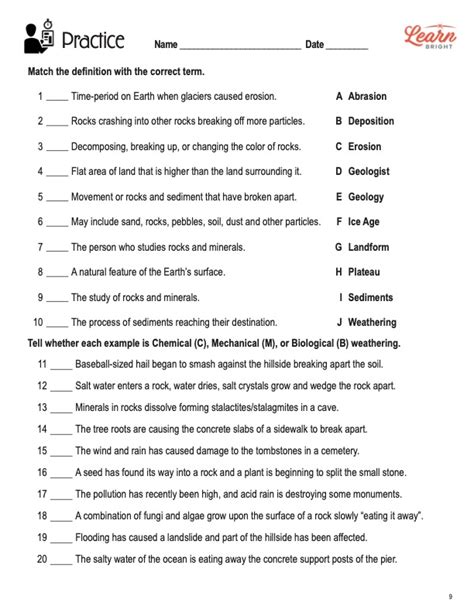 Weathering and Erosion - Worksheets Library