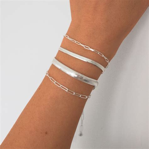 Paperclip Chain Bracelet Sterling Silver Minimalist Link Etsy