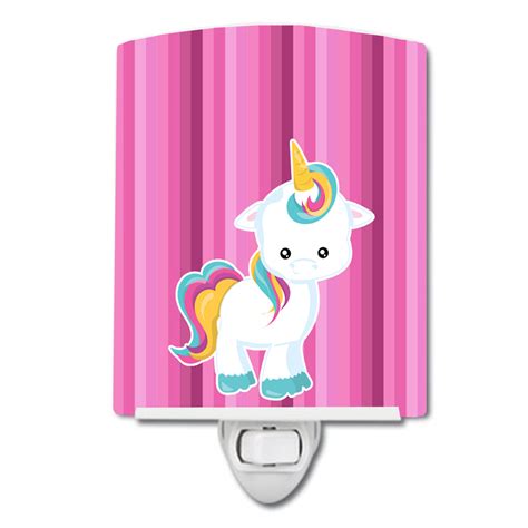 Pink Stripes Unicorn Ceramic Night Light