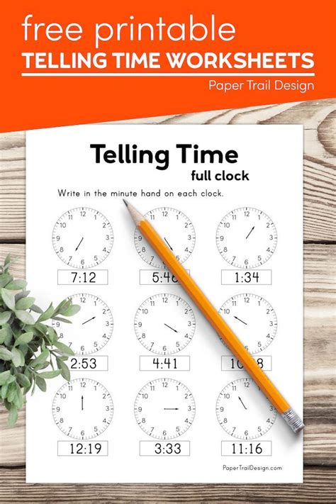 Free Printable Telling Time Worksheets Paper Trail Design Time