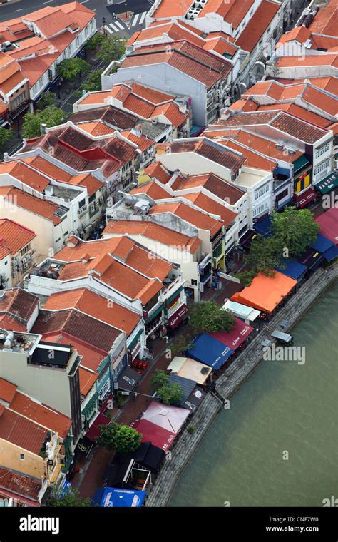 Aerial View Of Boat Quay And Singapore River Stock Photo Alamy