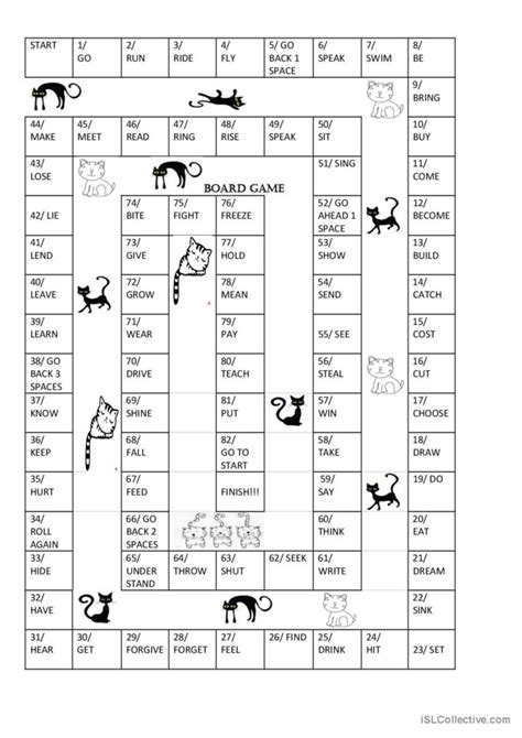 Irregular verbs board game Français FLE fiches pedagogiques pdf doc