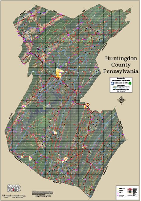 Huntingdon Blair Counties Pennsylvania 2016 Aerial Wall Map Huntingdon