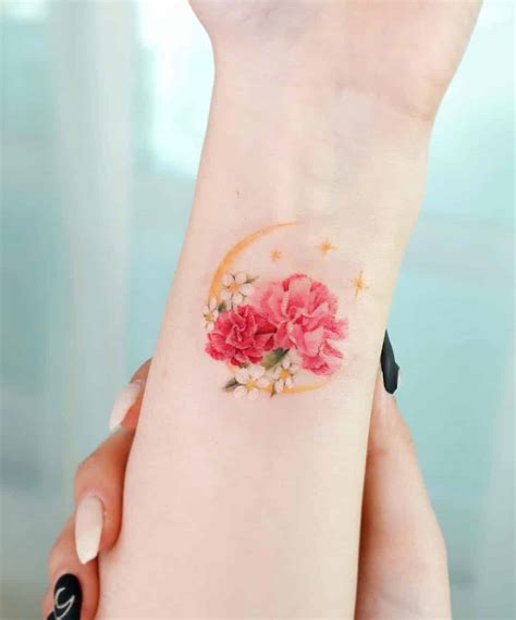 January Birthday Flower Tattoo - Carnation Tattoo