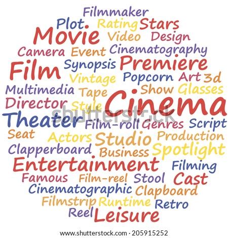 Cinema Word Cloud Concept Vector Illustration Stock Vector