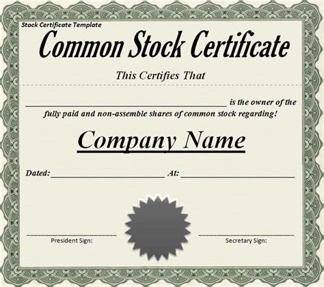 Corporation Stock Certificate | Printable Certificates