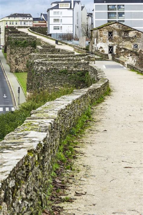 The Roman Wall Of Lugo Surrounds The Historic Center Of The Galician