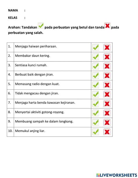 Kemahiran Mengurus Rutin Harian Worksheet Live Worksheets