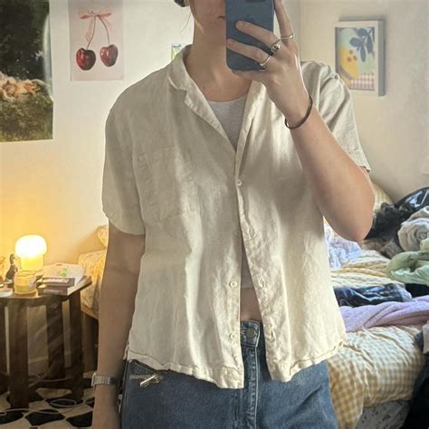 Nude Lucy Oatmeal Button Up Size Medium Not Depop