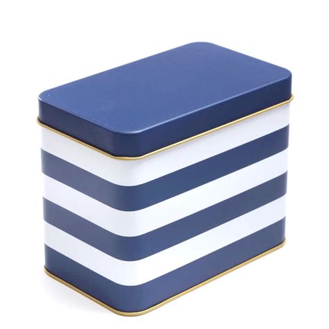 17103135cm Blue White Stripes Metal Tin Boxes Biscuit Cookies Snack