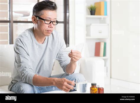 Mature Man Fever Stock Photo Alamy