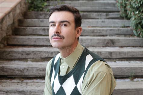 Classic Handsome Man With A Mustache Stock Photo Image Of British Mature
