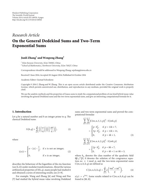 Pdf On The General Dedekind Sums And Two Term Exponential Sums