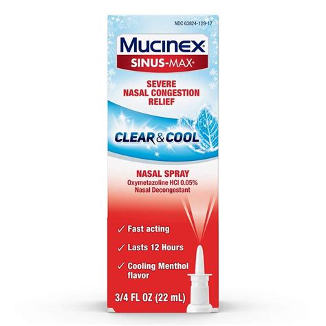 Mucinex Sinus Max Full Force Nasal Decongestant Spray 0 75 Ounce