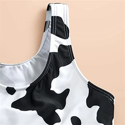 LISfsa Maillot de bain 3 pièces Tankini pour fille Imprimé vache Bikini maillot de bain avec