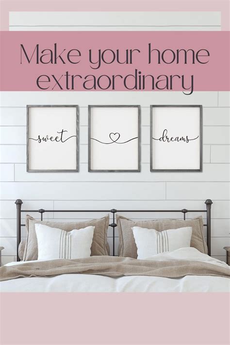 Set Of Framed Farmhouse Sweet Dreams Sign X Above Bed Wall Decor