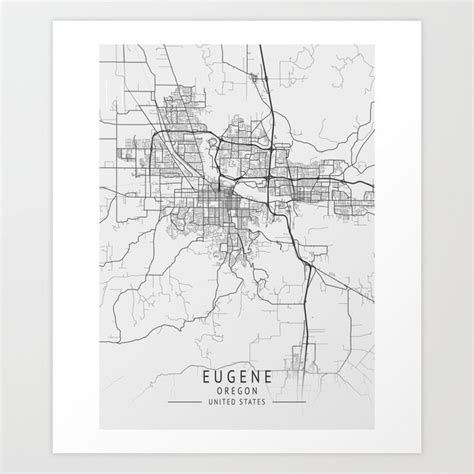 Eugene Oregon city map Art Print by Serenity by Alex | Society6