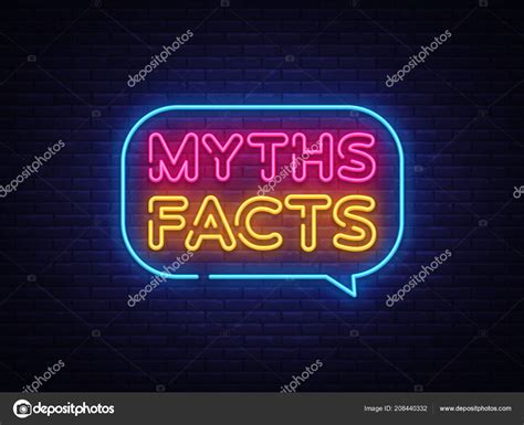 Myths Facts Neon Text Vector. Myths Facts neon sign, design template, modern trend design, night ...