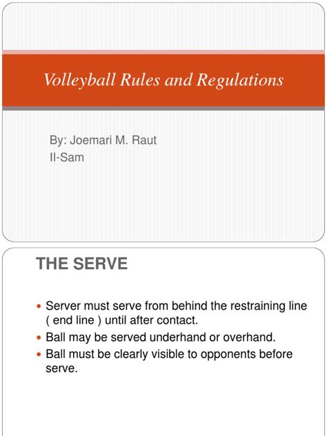 Volleyball Rules and Regulations.pptx | Volleyball | Hobbies