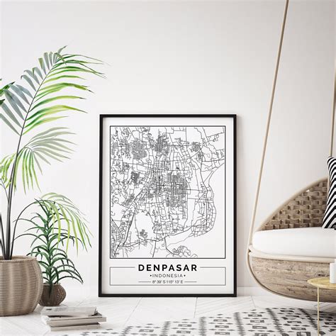 Denpasar Indonesia map Denpasar City map Denpasar Poster | Etsy