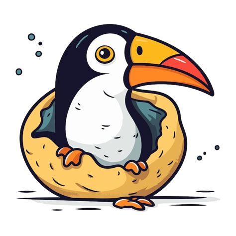 Tucano de desenho animado bonito sentado em um ninho ilustração