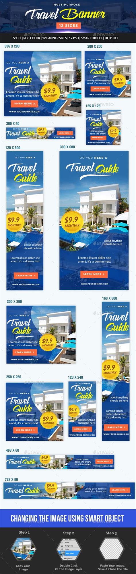 Multipurpose Travel And Hotel Banner Banner Ads Banner Advertising