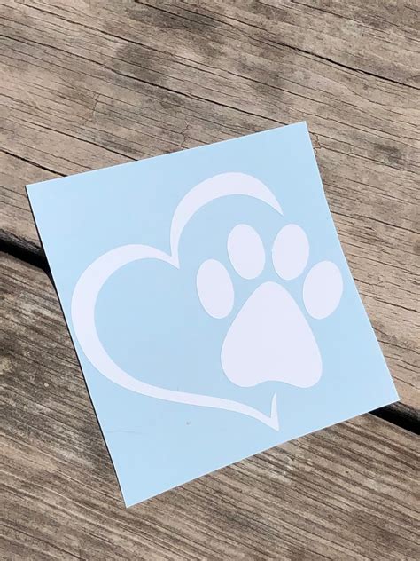 Paw Print Heart Sticker Paw Print Heart Decal Paw Print | Etsy