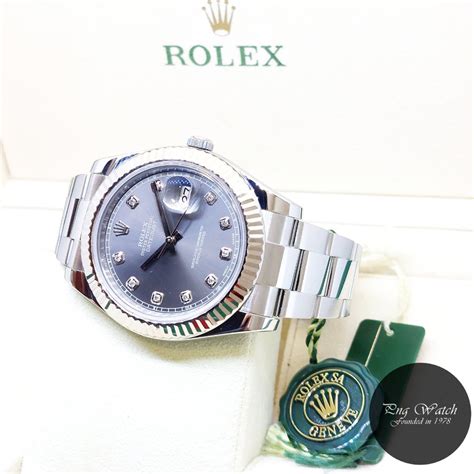 Rolex Mm Oyster Perpetual Rhodium Big Diamonds Dial Datejust Ref